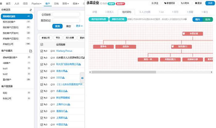 品聘猎头软件客户管理模块