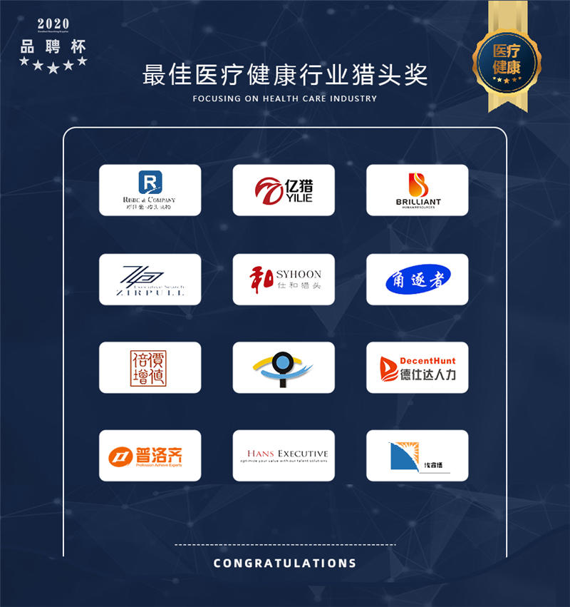 2020年度品聘杯优秀猎企评选活动最佳医疗健康行业猎头奖榜单揭晓